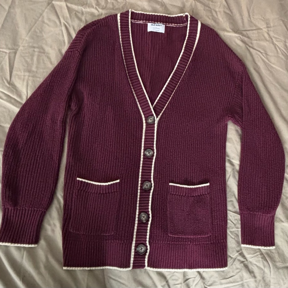 Women's Burgundy Cardigan Sweater